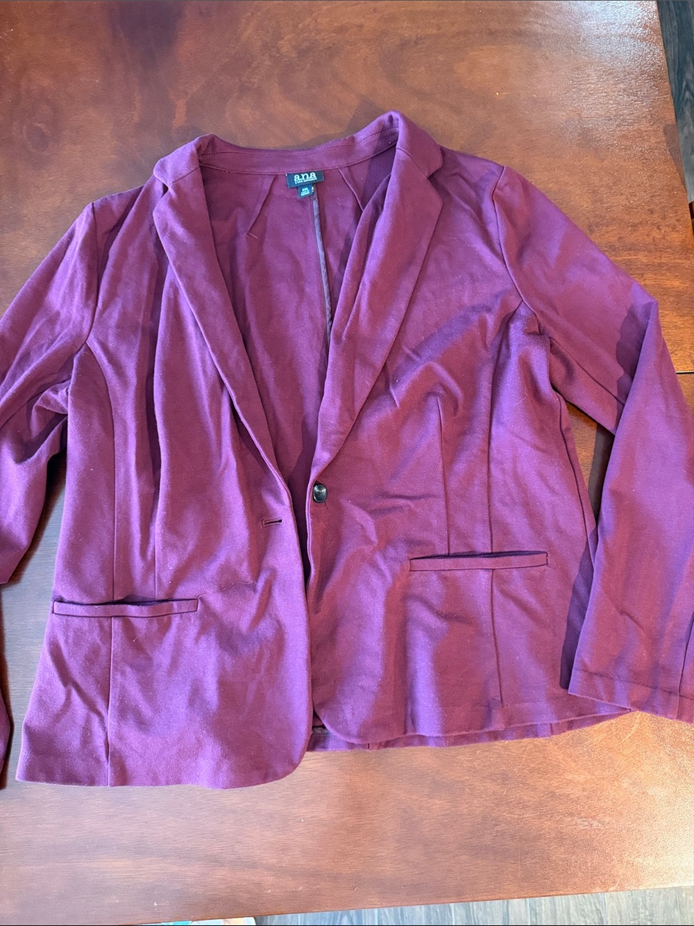 a.n.a Wine Single-Button Shawl Collar ponte stretch Blazer